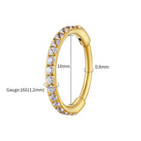 Titanium huggie hoop earring with cubic zirconia – Gold / 10mm