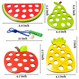 Wooden fruit lacing threading toy