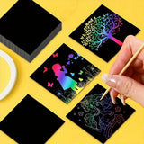 Rainbow scratch art notes with wooden stylus