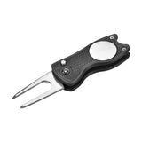 Folding golf divot tool with ball marker – Black