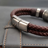 Braided men's bracelet with stainless steel clasp
