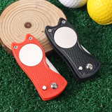 Folding golf divot tool with ball marker