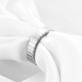 VQYSKO Zircon Checkered Couple Ring Striped Geometric Ring For Wedding Anniversary Valentine's Day Gift Give To Her