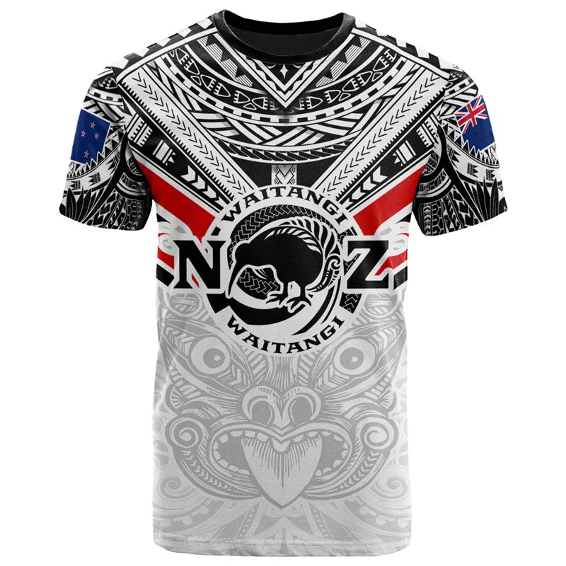 Harajuku Summer 3D New Zealand Maori Tribal Patterns Print T Shirt For Men New Zealand Waitangi Day Graphic T-shirts Tees Shirts