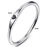 925 Ring Sterling Silver Simple Carve Heart Wedding Band Stackable Promise Ring Valentine's Day Gift For Her Size 6-10